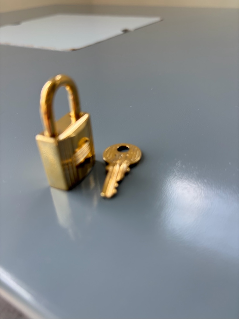 Hermes Gold-Tone Padlock and Key Keychain Accessory - Picture 3 of 6